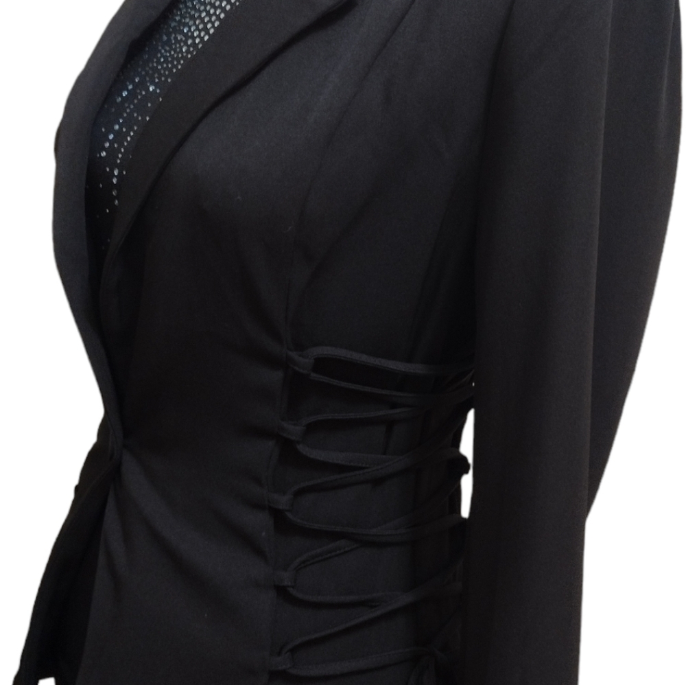 Olivia Jordan Sleeveless Mock Neck Top W/ Shein EZWear Tie Sides Blazer - Picture 3 of 7